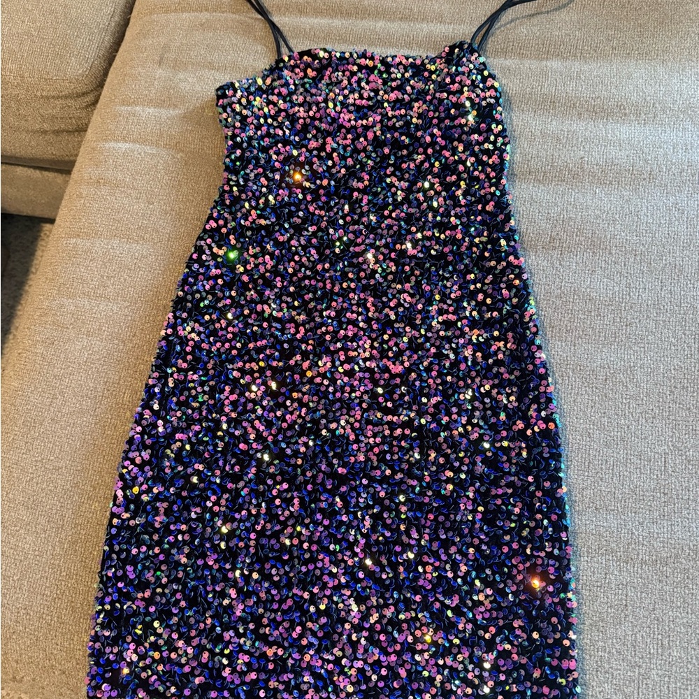 Audrey Black and Colorful Sequin Mini Dress